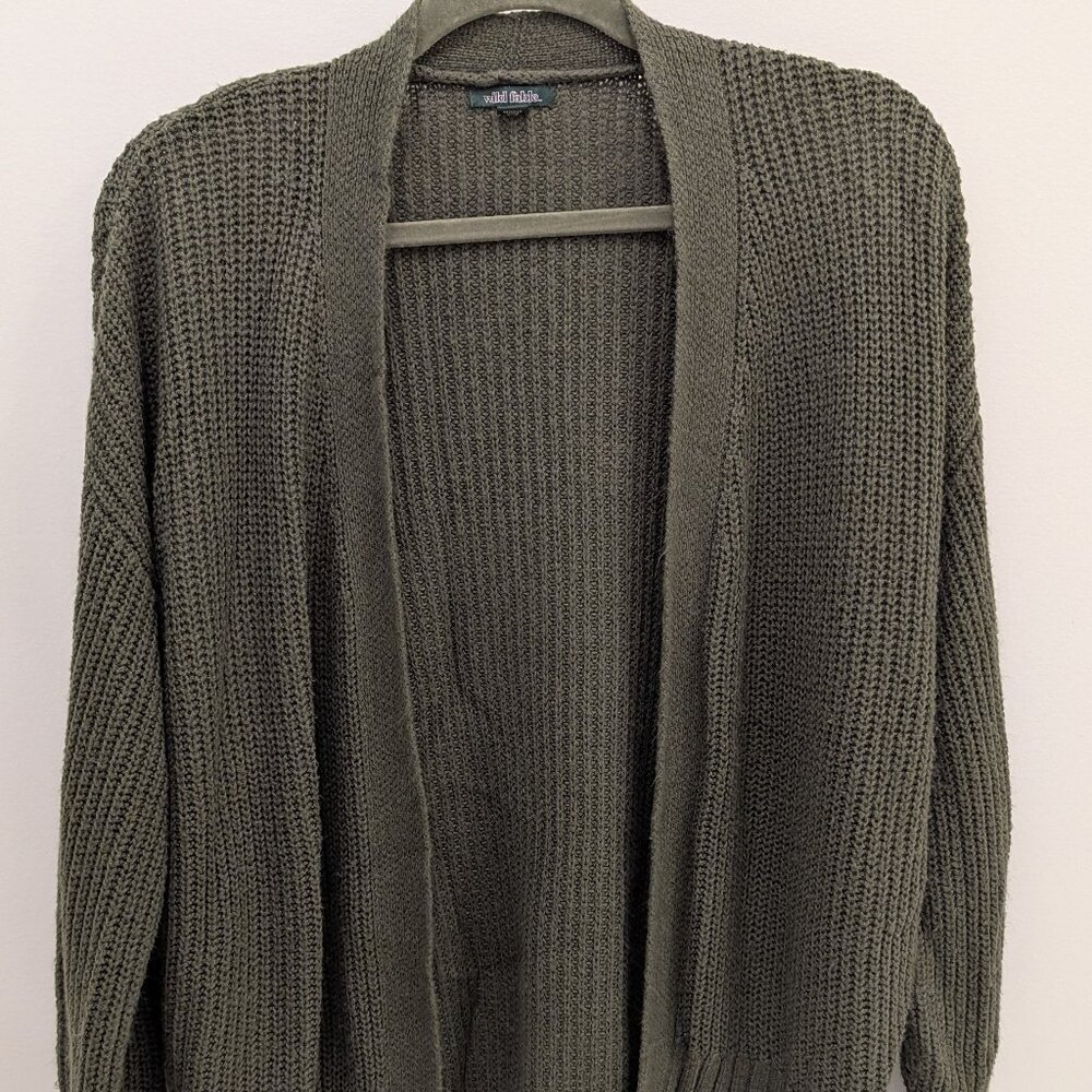 Wild Fable Moss Green Ribbed Long Cardigan